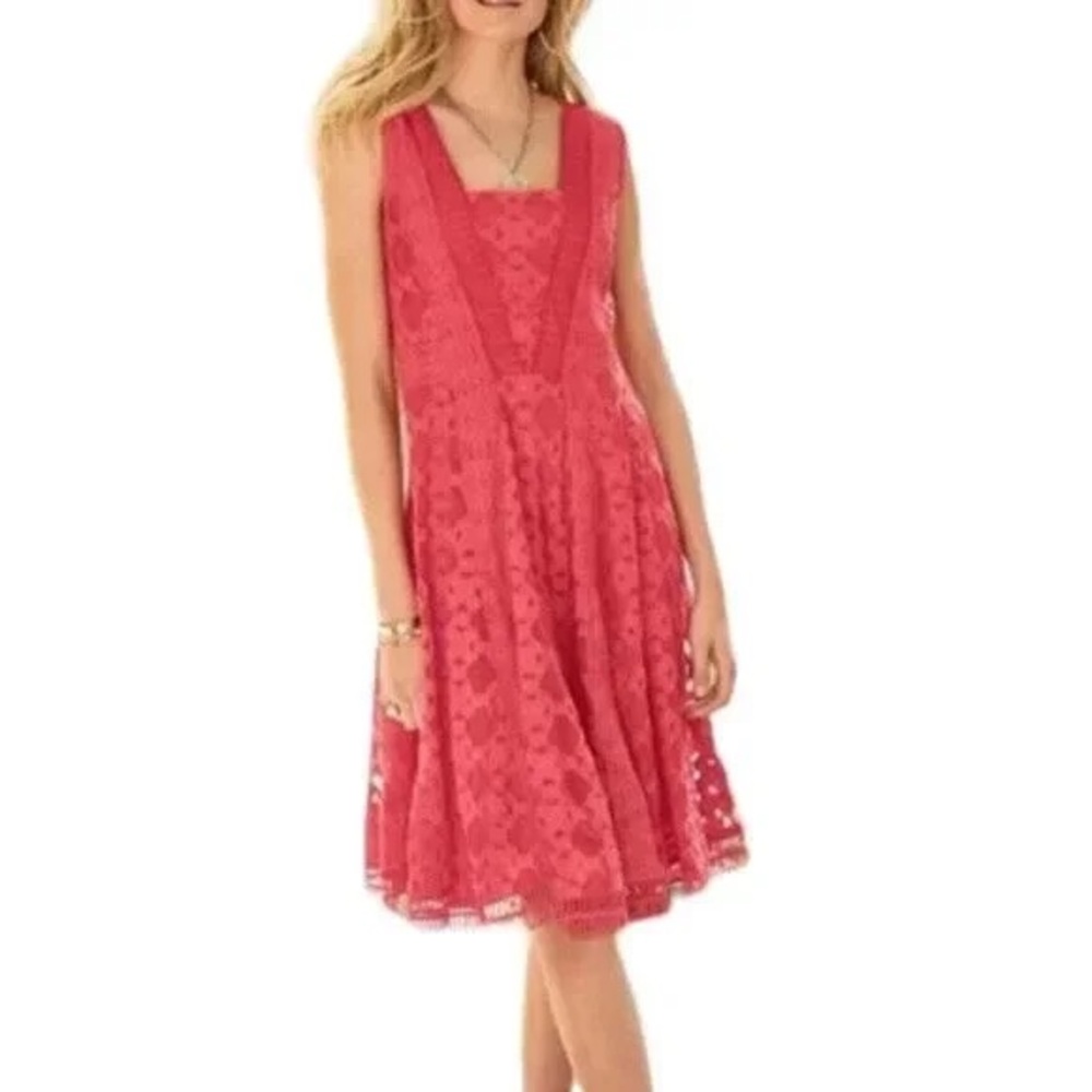 Sundance Orange Pink Sleeveless V-neck Midi Sundress